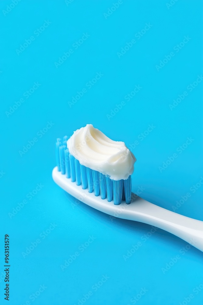 Bright Blue Background with Toothbrush and Paste Bright Blue Background with Toothbrush and Paste