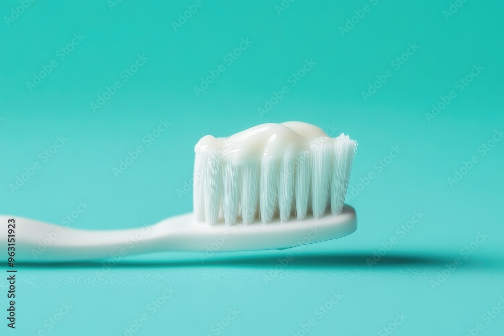 Macro Shot of Toothbrush and Toothpaste on Blue