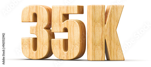 35k Followers Wooden Number 3D Render photo