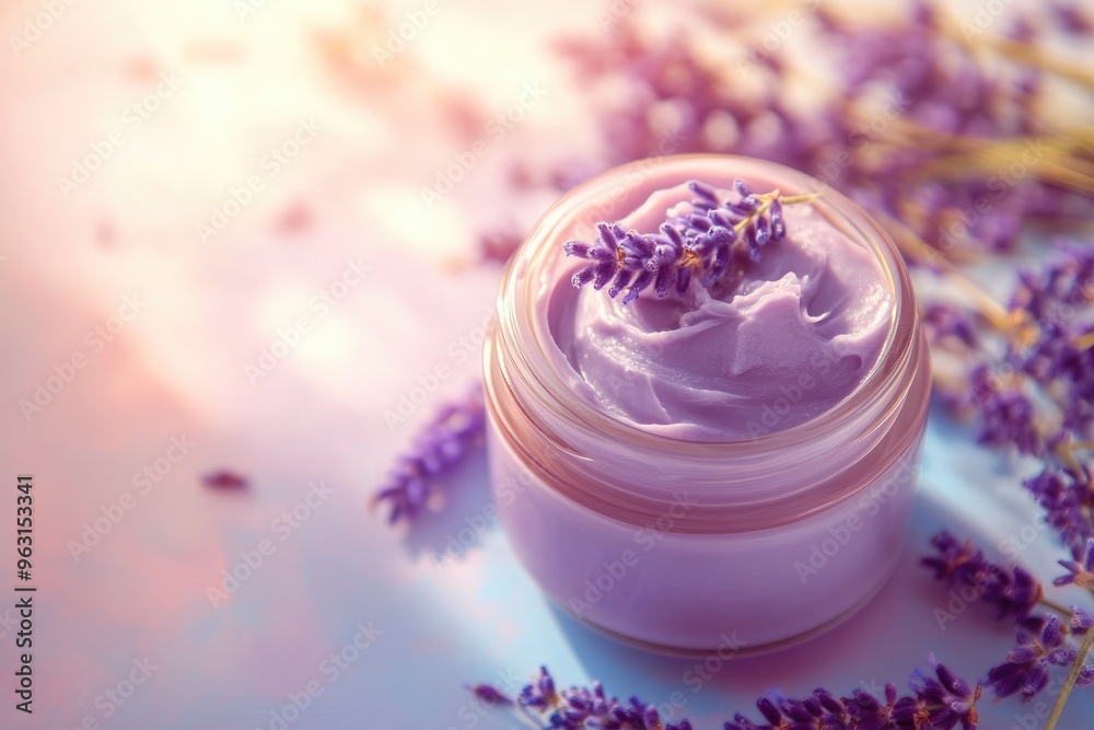 Homemade Lavender Body Butter with Smooth Texture and Shadows Homemade Lavender Body Butter with Smooth Texture and Shadows