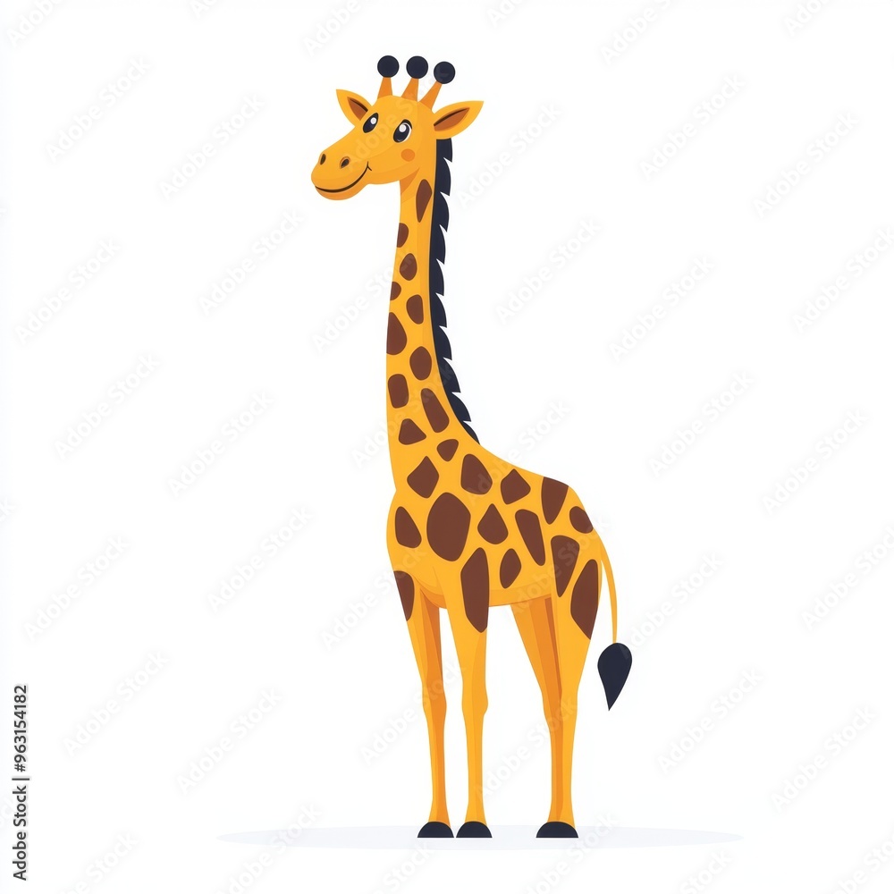 Fototapeta premium Cute Flat Design Giraffe Illustration on White Background for Minimalistic Concepts