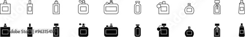 Perfume. Perfume flask icon. Collection of vector flask icons for your perfume or eau de toilette. Perfume flask icon icons.