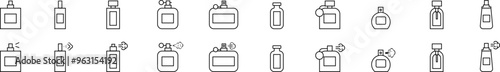Perfume. Perfume flask linear icon. Collection of vector flask icons for your perfume or eau de toilette. Perfume flask icon icons.