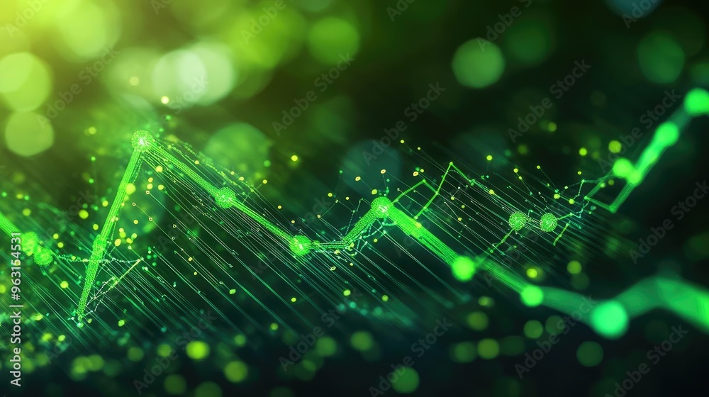 Obraz premium Dynamic green abstract graph representing growth, innovation, and technology. Ideal for finance, data analysis, and digital themes.