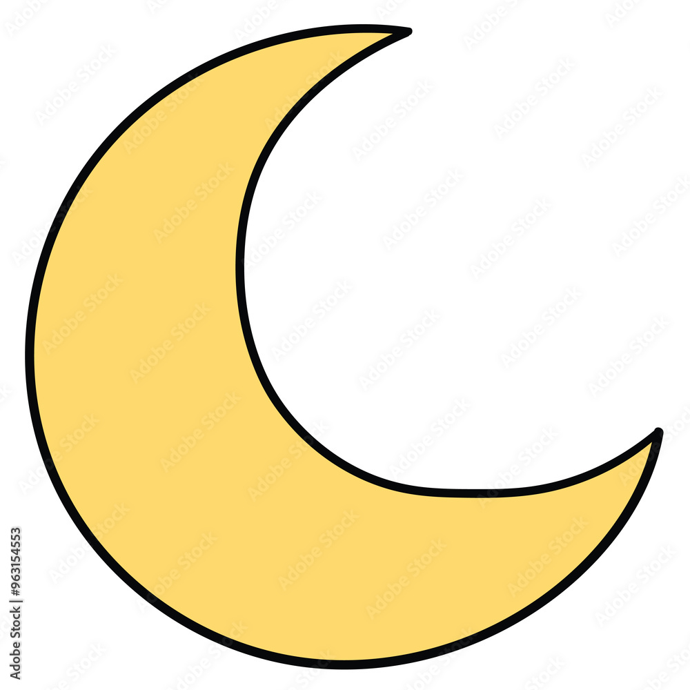 Hand drawn cartoon moon isolated on white background. Hand drawn cartoon moon isolated on white background.