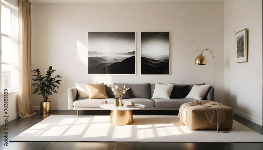 Fototapeta premium Photo interior modern design room 3d illustration