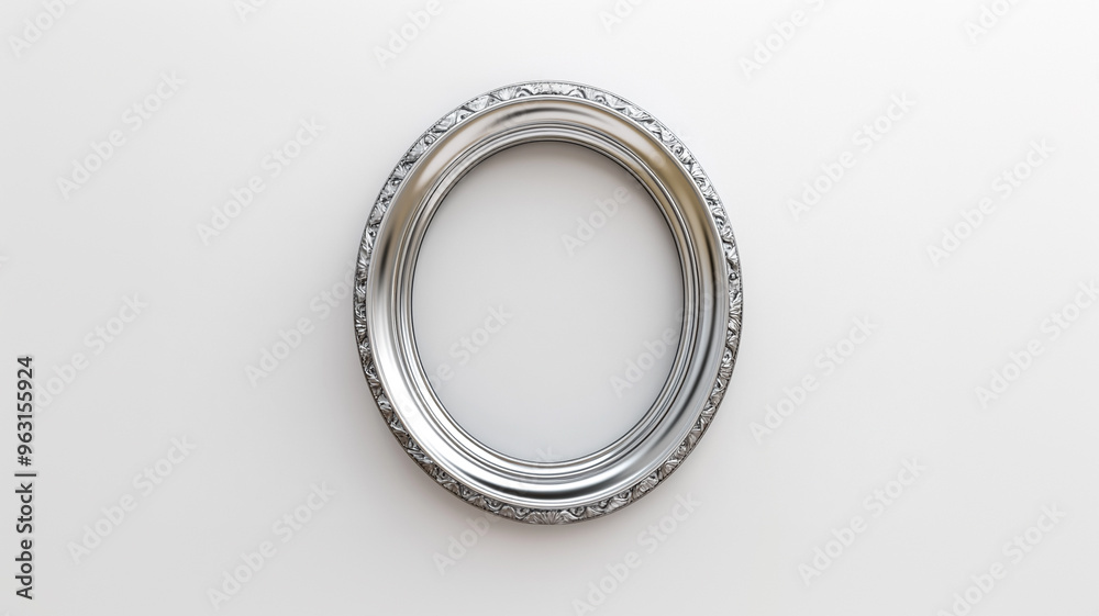 a simple oval silver classic frame on white background. a simple oval silver classic frame on white background.