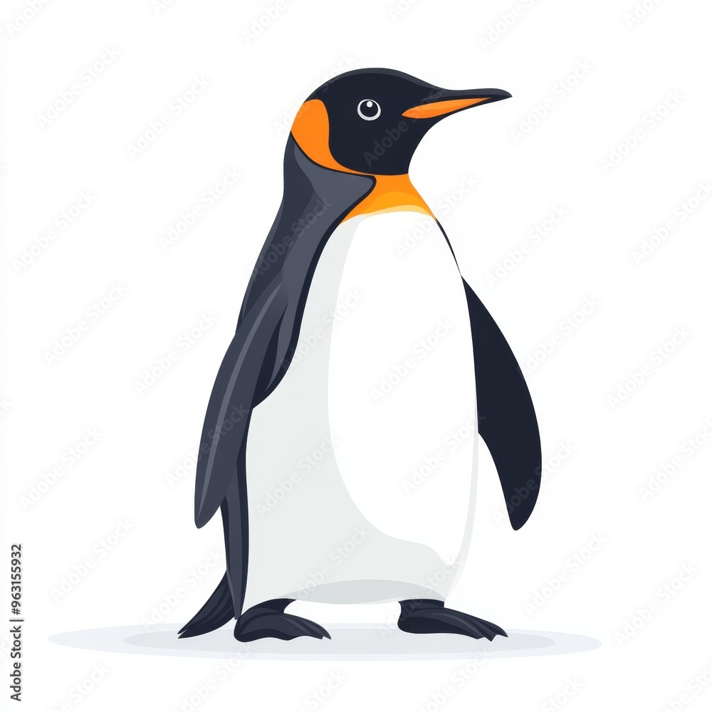 Fototapeta premium Cute Waddling Penguin in Flat Design Style on White Background - Simple and Minimalistic Illustration