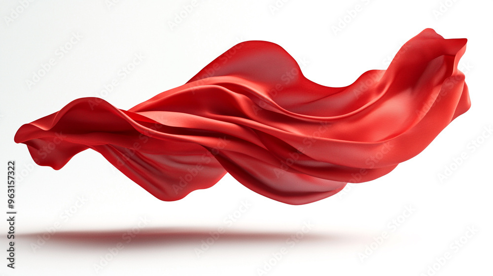 red luxury fabric flying in the air on a white background. red luxury fabric flying in the air on a white background.