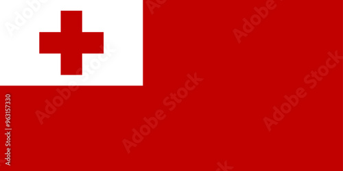 National Flag Kingdom of Tonga, red field with the white rectangle on the upper hoist-side corner bearing the red Greek Cross in the centre