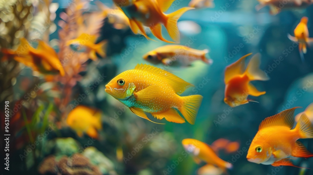 Slow Motion Of Fish Swimming In Tropical Freshwater Aquarium Slow Motion Of Fish Swimming In Tropical Freshwater Aquarium