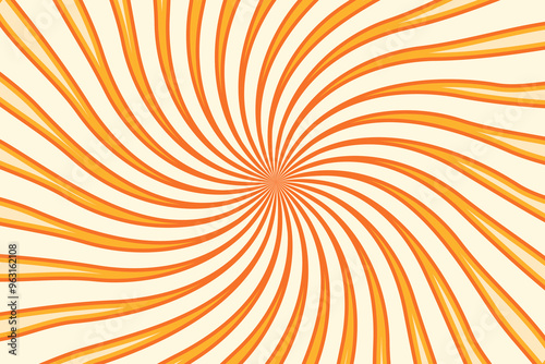 Caramel swirl background. Candy rays. Retro psychedelic ornament