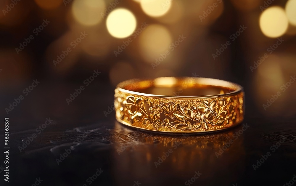 Elegant ring with rare inscription, intricate details, 3D illustration Elegant ring with rare inscription, intricate details, 3D illustration