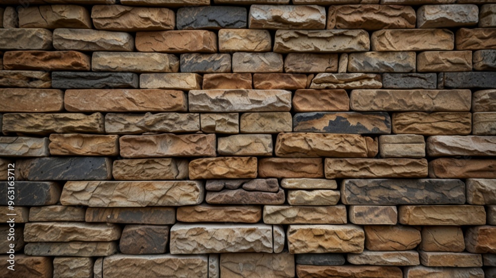Obraz premium Stacked stone wall texture backround