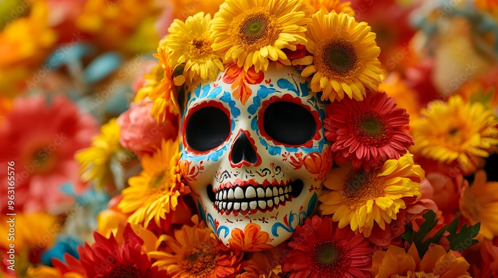 Skull with Festive Face Paint
A cute skull with playful face paint in bright reds, yellows, and blues, smiling among vibrant flowers and symbols of celebration. Skull with Festive Face Paint
A cute skull with playful face paint in bright reds, yellows, and blues, smiling among vibrant flowers and symbols of celebration.