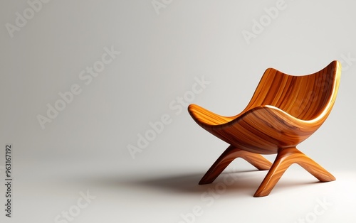 Handcarved wooden chair, madetoorder design, 3D illustration photo