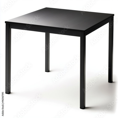 Black Minimalist IKEA Dining Table with Slim Metal Legs - Isolated White Background