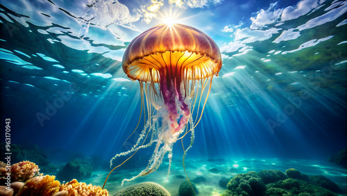 Underwater background jellyfish