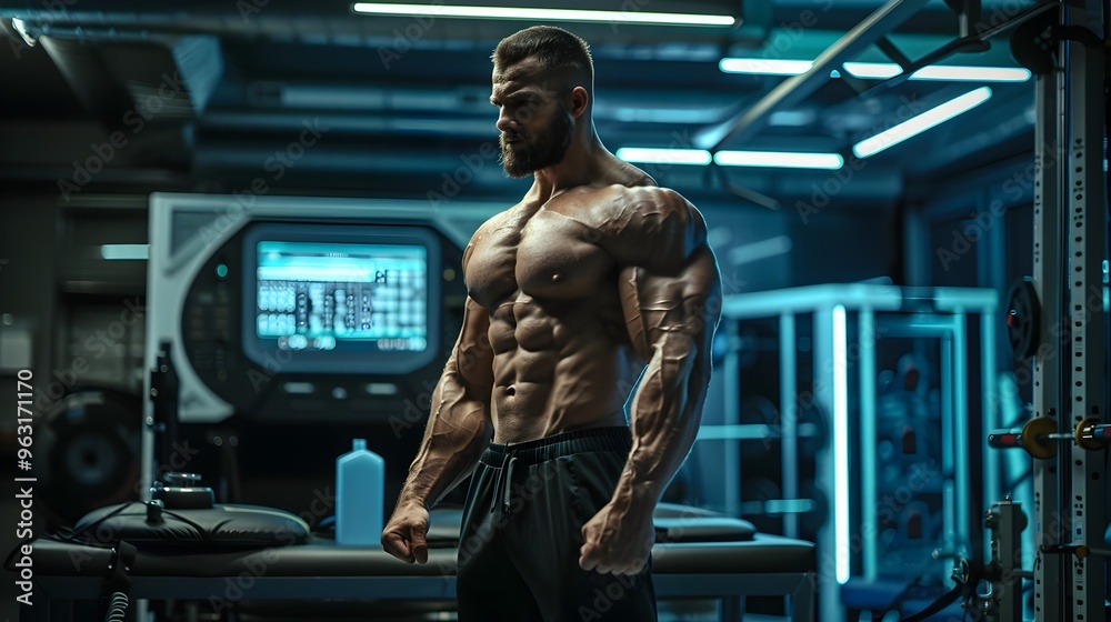 Muscular Male Fitness Enthusiast Committed to Rigorous Workout Regime in Gym Environment Muscular Male Fitness Enthusiast Committed to Rigorous Workout Regime in Gym Environment