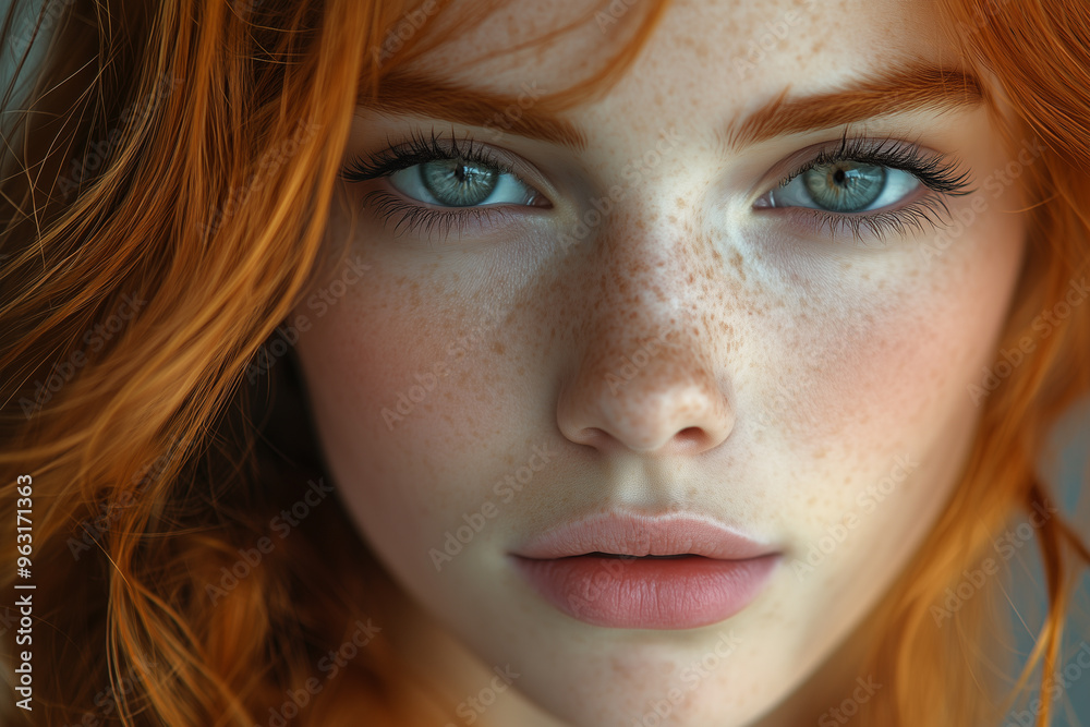 Red-haired woman smiling at the camera. Red-haired woman smiling at the camera.
