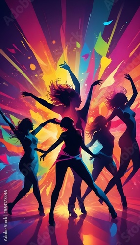 Colorfull dance party background with a disco vibe