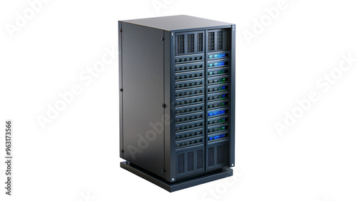 Rack isolated on white background with server