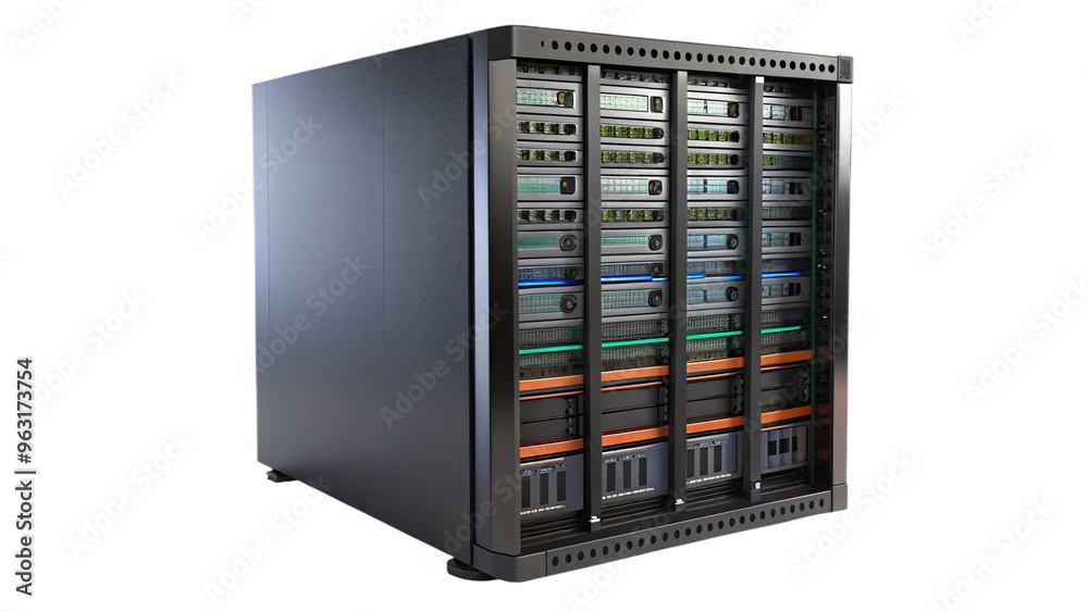 Rack isolated on white background with server Rack isolated on white background with server