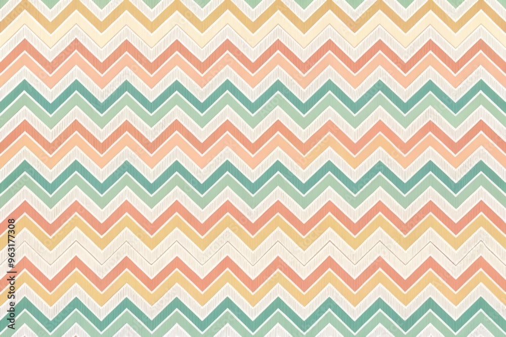 a retro-inspired zigzag pattern in pastel colors against a creamy white background with subtle texture a retro-inspired zigzag pattern in pastel colors against a creamy white background with subtle texture