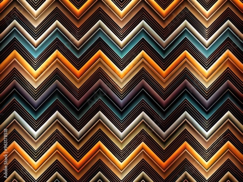 A dynamic zigzag pattern with a mix of thick and thin lines, overlapping and intersecting in a complex and intricate design on a dark background with a subtle gradient effect. photo