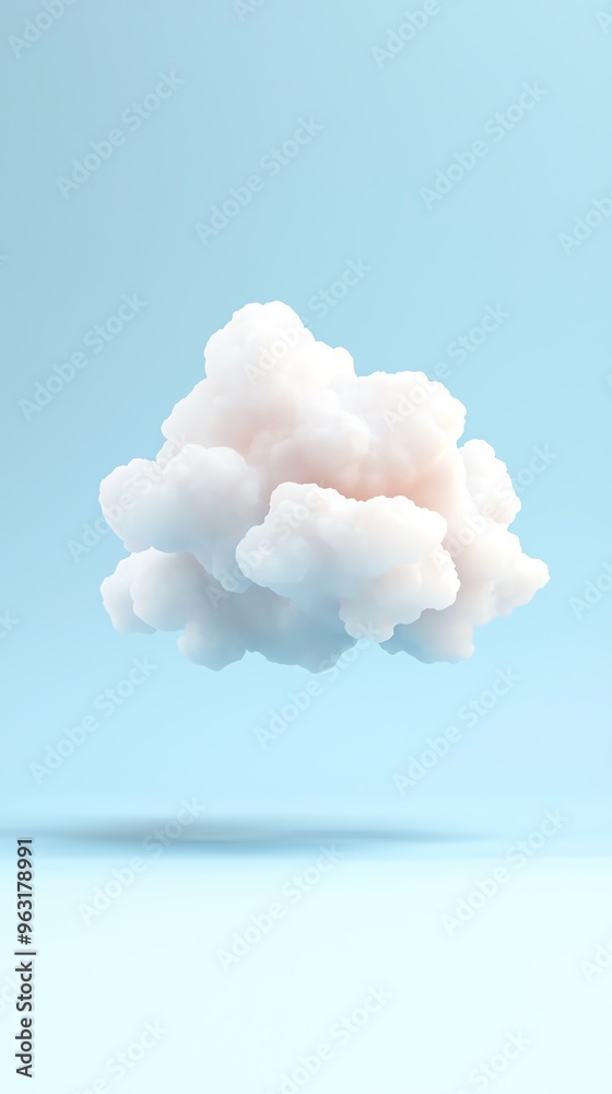 A serene floating cloud against a soft blue background, evoking calmness and tranquility in a minimalist design. A serene floating cloud against a soft blue background, evoking calmness and tranquility in a minimalist design.