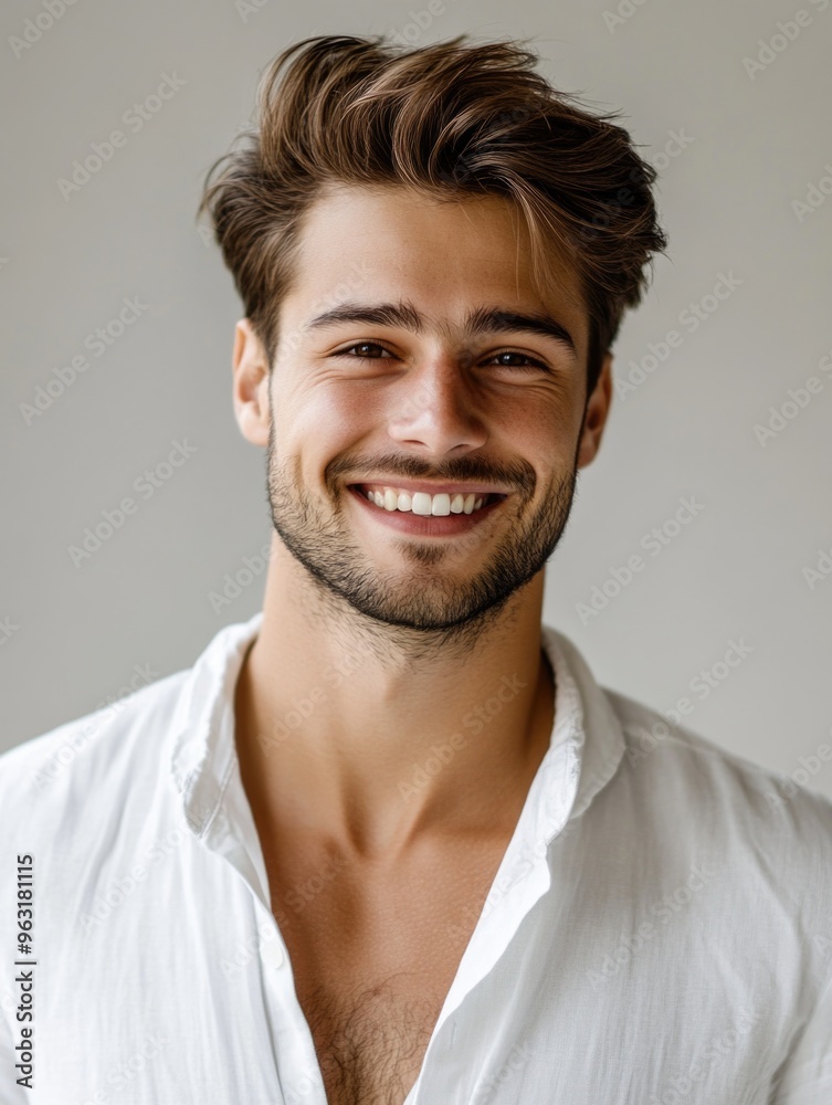 Elegant and Smiling Man in a Tropical Location