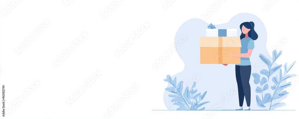 Influencer unboxing products on social media, flat design illustration Influencer unboxing products on social media, flat design illustration