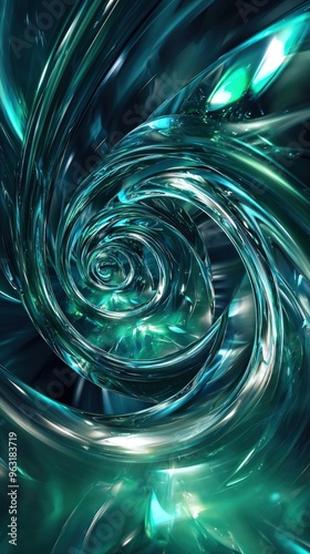 Abstract Green Spiral Background.