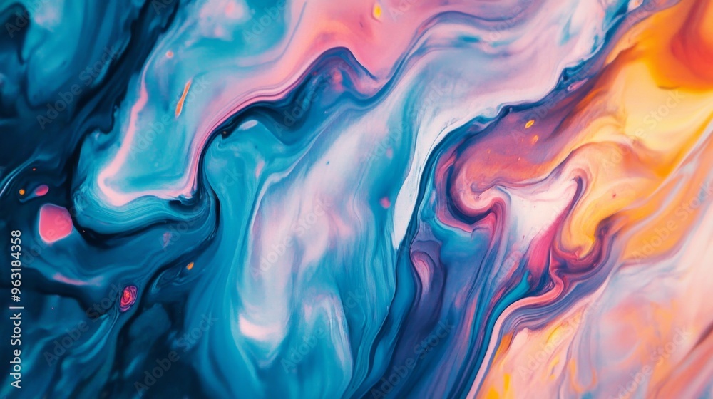 Detailed view of an abstract background with a mix of vibrant colors and fluid brushstrokes, capturing an artistic and dynamic visual movement Detailed view of an abstract background with a mix of vibrant colors and fluid brushstrokes, capturing an artistic and dynamic visual movement
