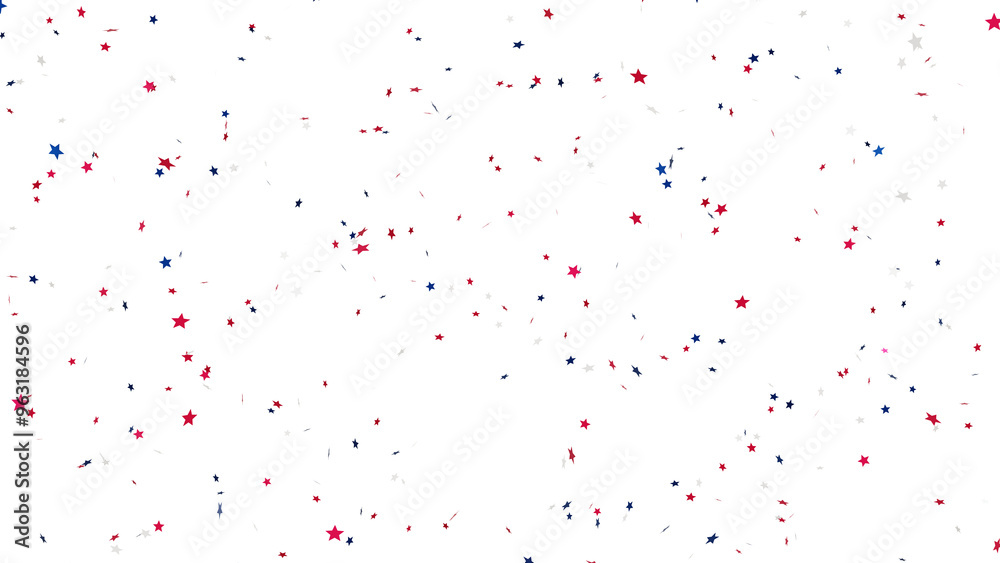 Realistic 3D Confetti: A patriotic explosion of red, white, and blue confetti stars, perfect for celebrating American holidays or elections. Realistic 3D Confetti: A patriotic explosion of red, white, and blue confetti stars, perfect for celebrating American holidays or elections.