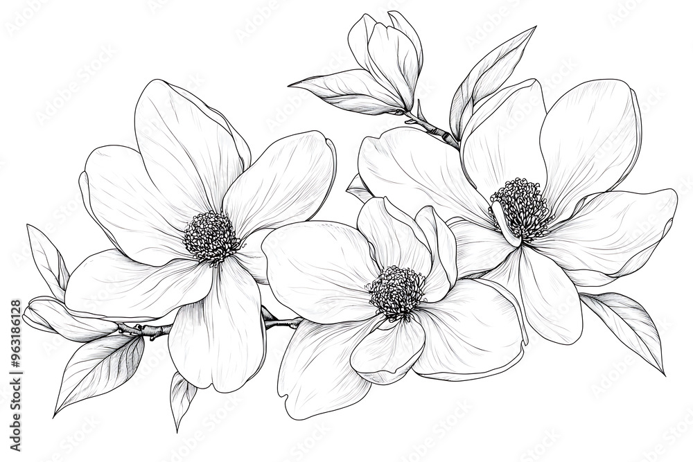 Tropical plumeria frangipani Bali flower woodcut vintage style engraved drawing