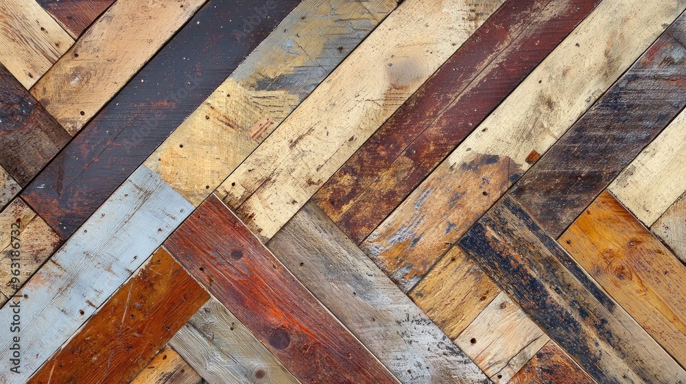 Reclaimed wood photo collage in urban interior design Reclaimed wood photo collage in urban interior design