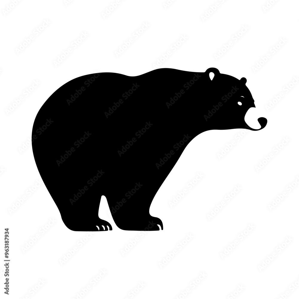 Obraz premium A bear standing stylish pose only black color silhouette