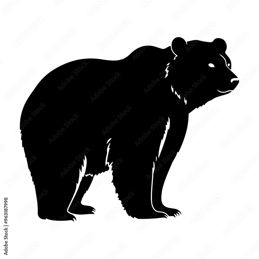 Obraz premium A bear standing stylish pose only black color silhouette