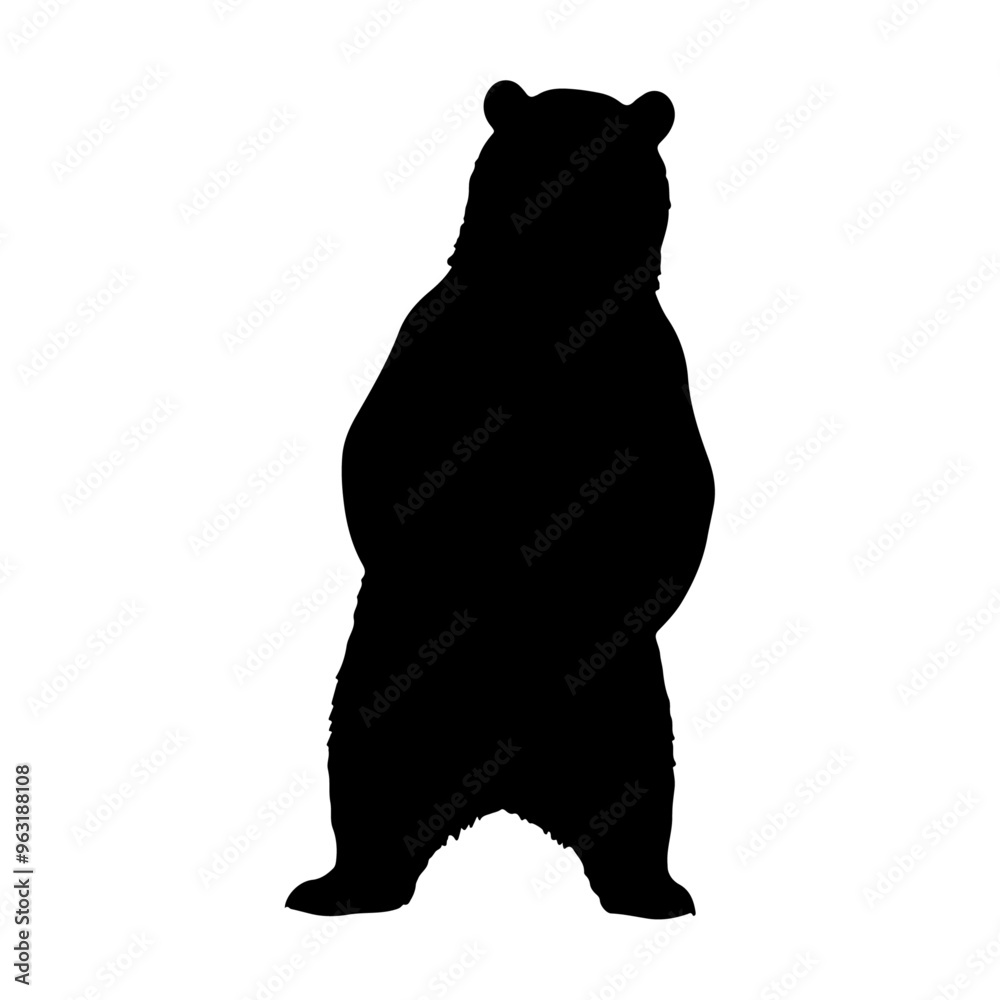 A bear standing stylish pose only black color silhouette A bear standing stylish pose only black color silhouette