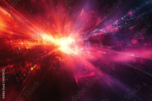 Abstract red and purple light burst.