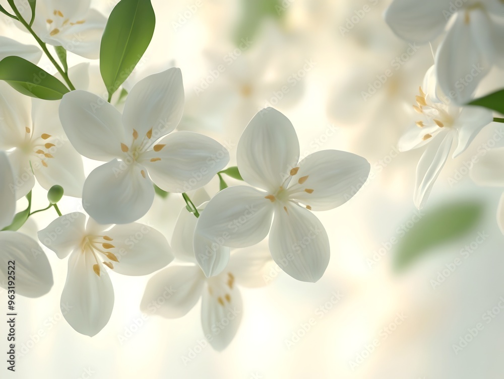 Delicate White Flower Blossoms in Spring Garden