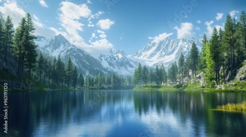 Serene Mountain Lake Landscape