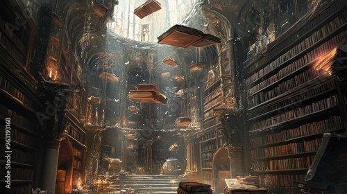 Floating Books in an Ancient Library