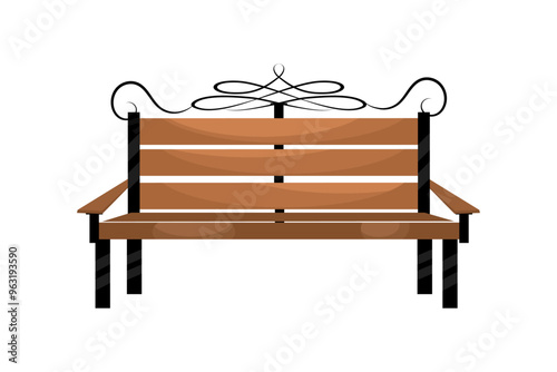 Outdoor brown wooden bench for garden and parks