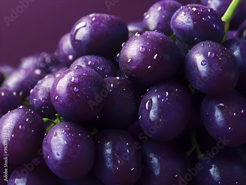 Wallpaper Mural Closeup of Plump Purple Grapes with Dew Drops on Vibrant Background Torontodigital.ca