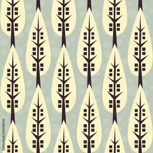 Autumn. Seamless pattern. Texture of trees and leaves. Hand drawn vector Illustration