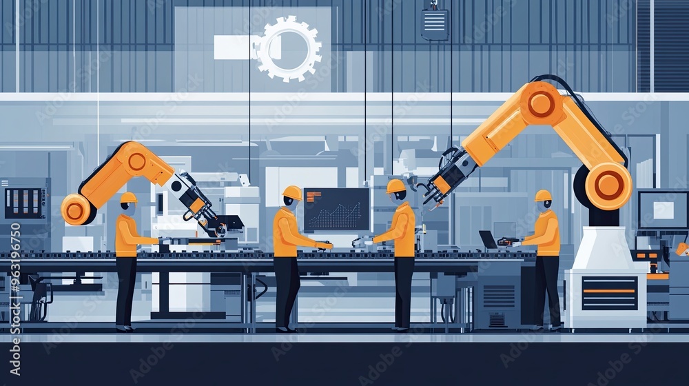 Robots and human workers collaboratively managing a complex assembly ...