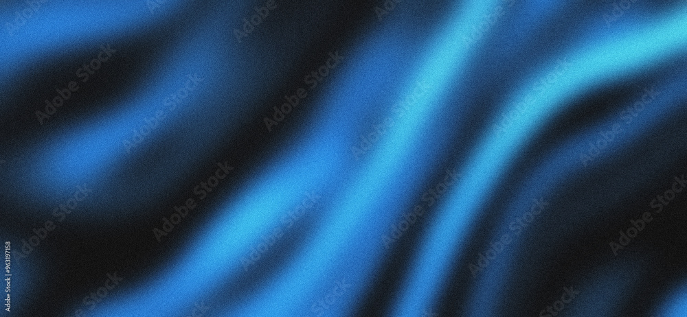 Obraz premium Blurred background of black blue waves with grainy texture