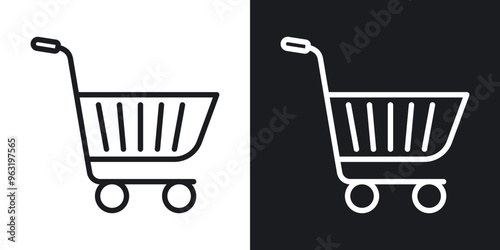 Cart line icons in black and white